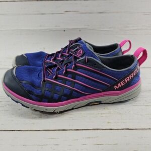 Merrell Womens 9.5 Blue Lace Up Minimalist Barefoot Running‎ Shoes Vibram J48812